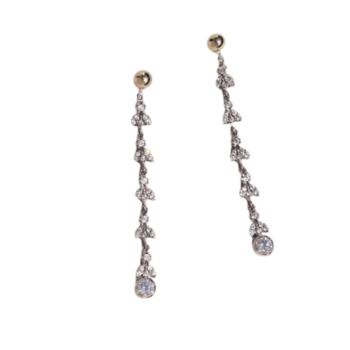 PENDIENTES DELCERRO LARGOS DE PLATA, ORO Y ESPINELA BLANCA 11179