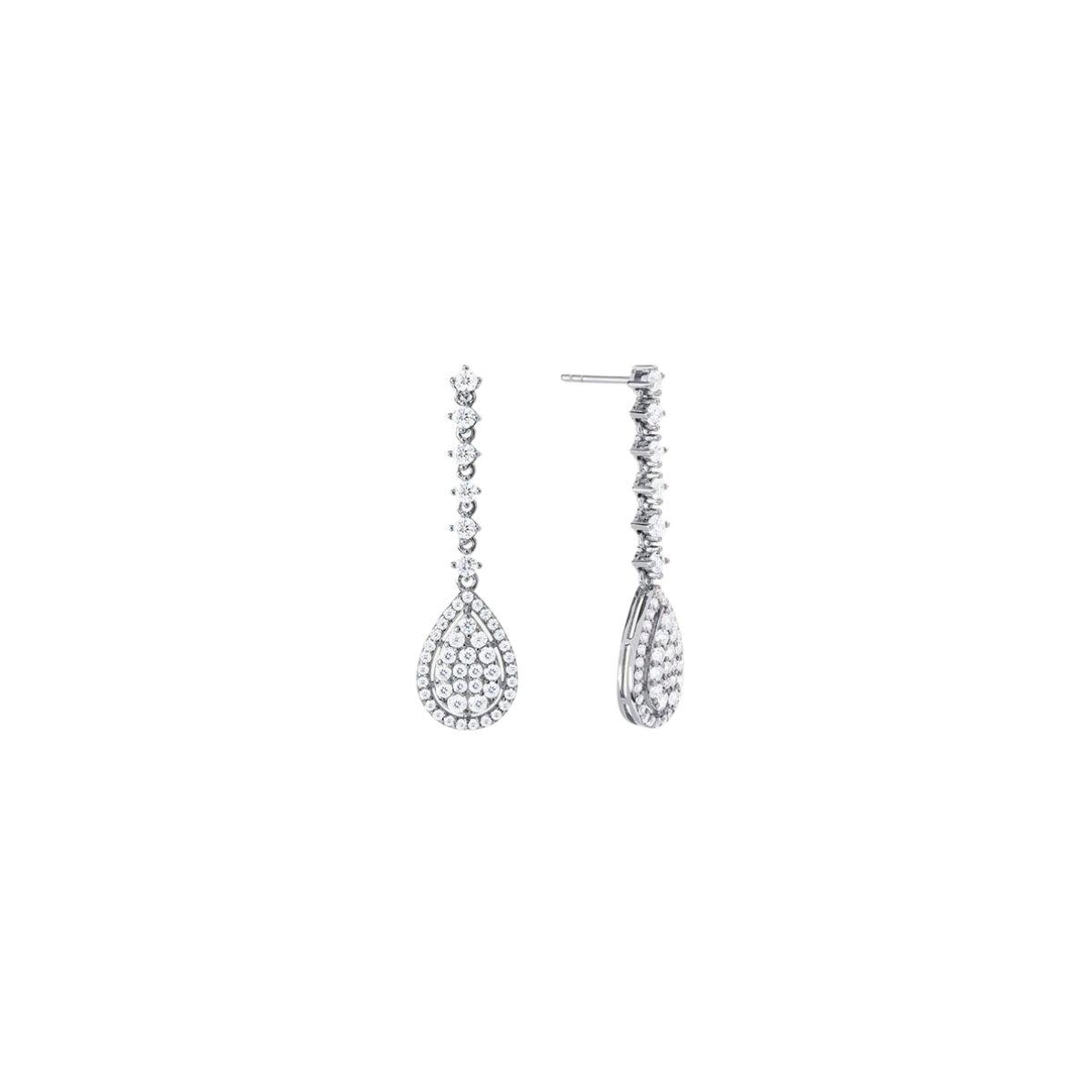 VIDAL & VIDAL PLATINUM-PLATED SILVER EARRINGS WITH WHITE ZIRCONIAS S60671E