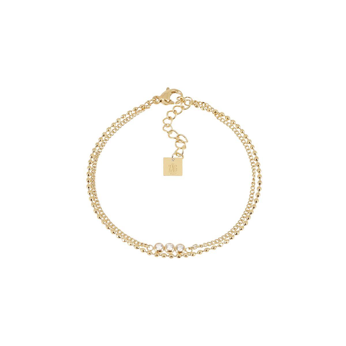 ZAG BIJOUX VINCENZA BRACELET IN GOLD-COLORED STEEL WITH 3 WHITE ZIRCONIA SBX25606-01WHT