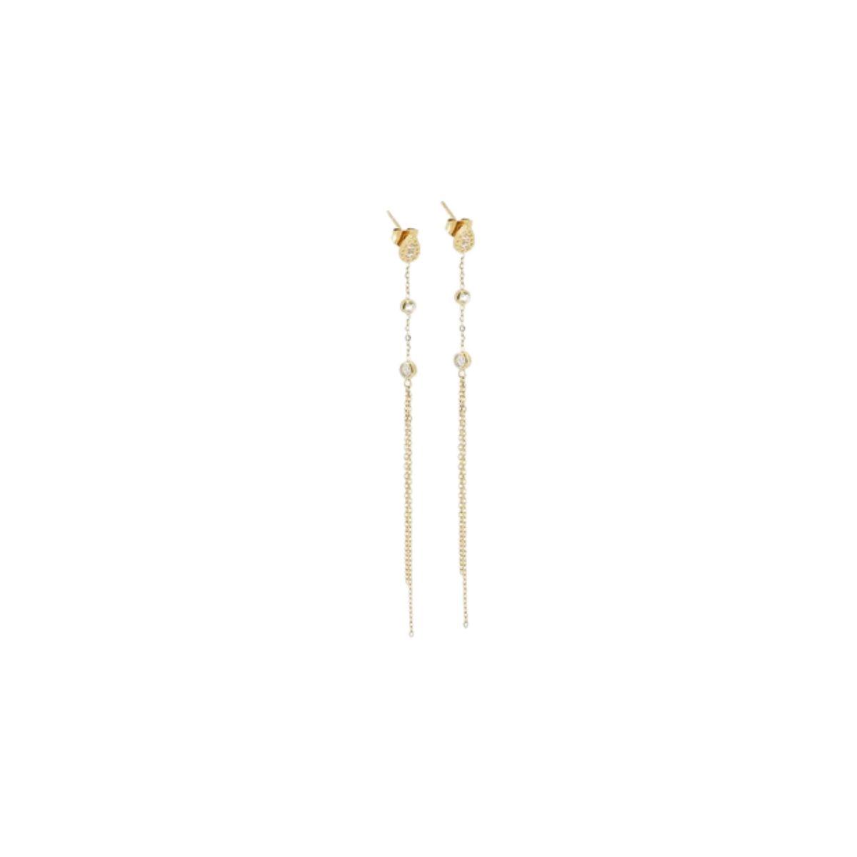 PENDIENTES ZAG BIJOUX SÉMÉLÉ DE ACERO COLOR DORADO Y CIRCONITAS LARGOS SEL18302-01WHT