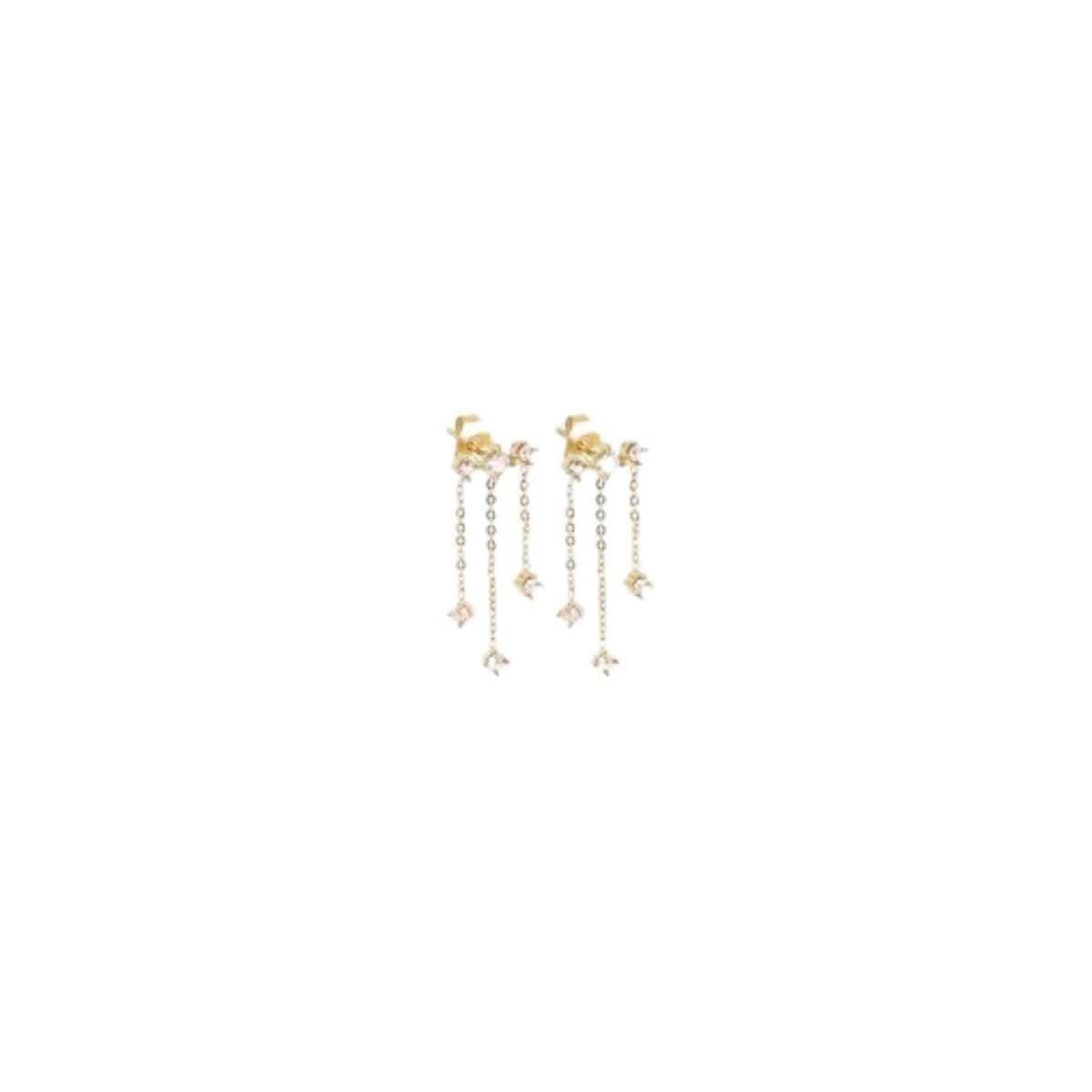 PENDIENTES ZAG BIJOUX FINLEY DE ACERO COLOR DORADO Y CIRCONITAS LARGOS SEL23000-01WHT