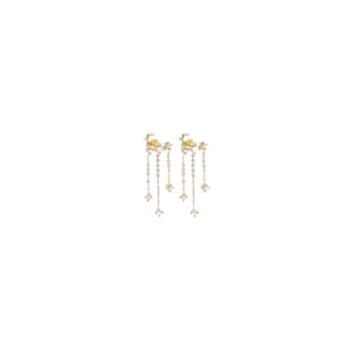 PENDIENTES ZAG BIJOUX FINLEY DE ACERO COLOR DORADO Y CIRCONITAS LARGOS SEL23000-01WHT