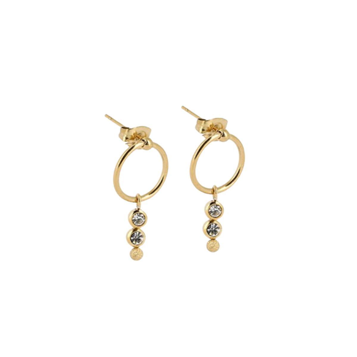 ARRACADES ZAG BIJOUX D'ACER COLOR DAURAT AMB CIRCONETES SEM18501-01WHT