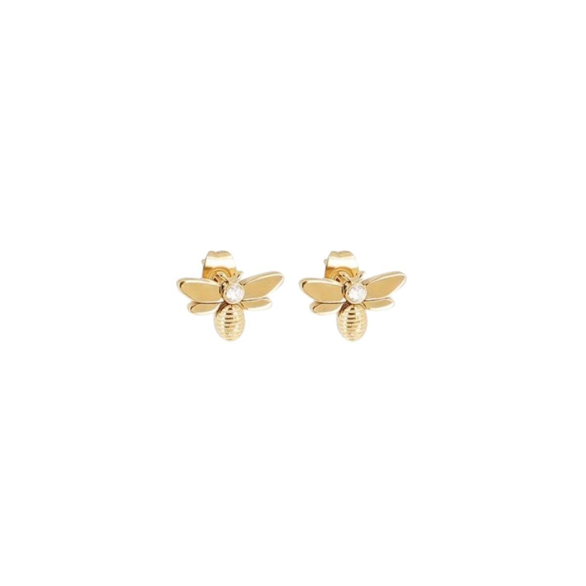 PENDIENTES ZAG BIJOUX DE ACERO COLOR DORADO Y CIRCONITAS EN FORMA DE ABEJA SEM25384-01WHT