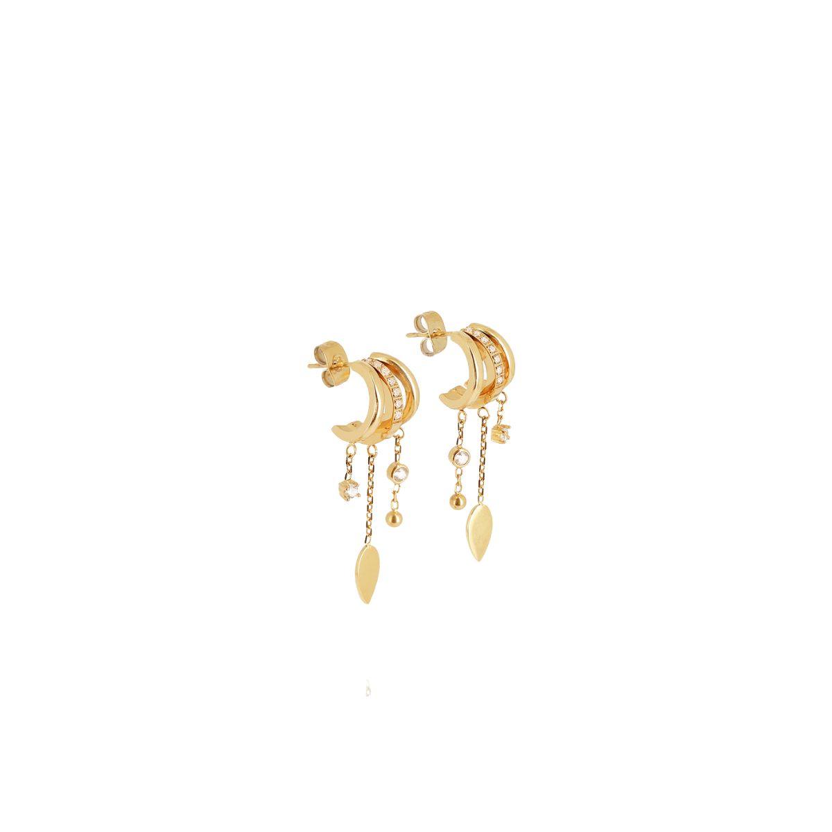 PENDIENTES ZAG BIJOUX DONNA DE ACERO COLOR DORADO Y 3 CADENITAS SEX25176-01WHT