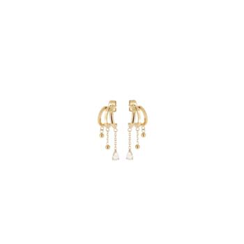 PENDIENTES ZAG BIJOUX CALAMA DE ACERO COLOR DORADO Y 3 CADENITAS SEX25182-01WHT ZAG