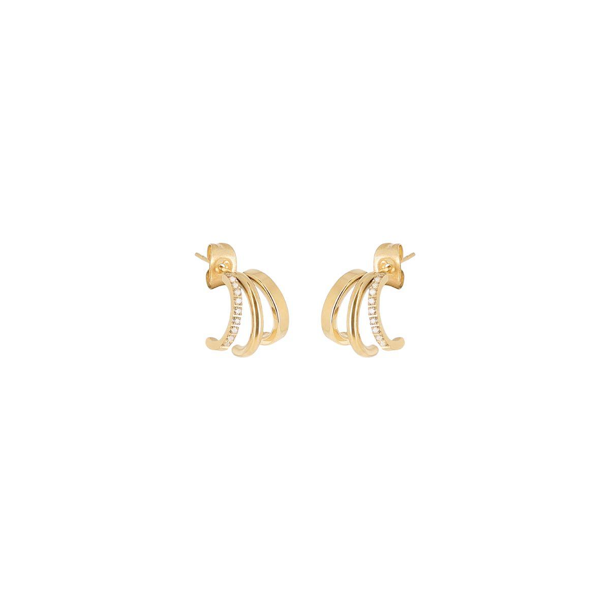 PENDIENTES ZAG BIJOUX DE ACERO COLOR DORADO Y CIRCONITAS SEX2519-01WHT