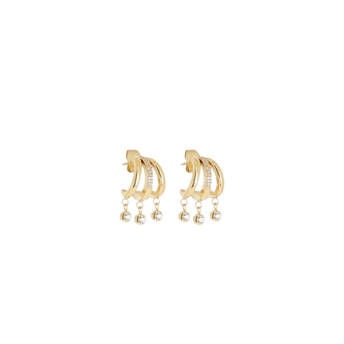 PENDIENTES ZAG BIJOUX SILVIA DE ACERO COLOR DORADO Y CIRCONITAS SEX25193-01WHT