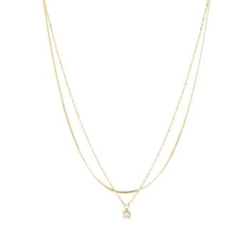ZAG BIJOUX THAUMAS GOLD-TONE STEEL NECKLACE WITH DOUBLE CHAIN ​​AND A ZIRCONIA SNS24463-01WHT
