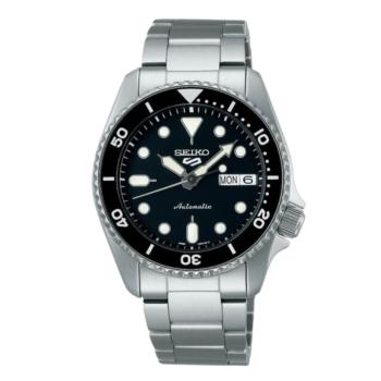 Seiko 5 Sports men's watch in silver with a black dial