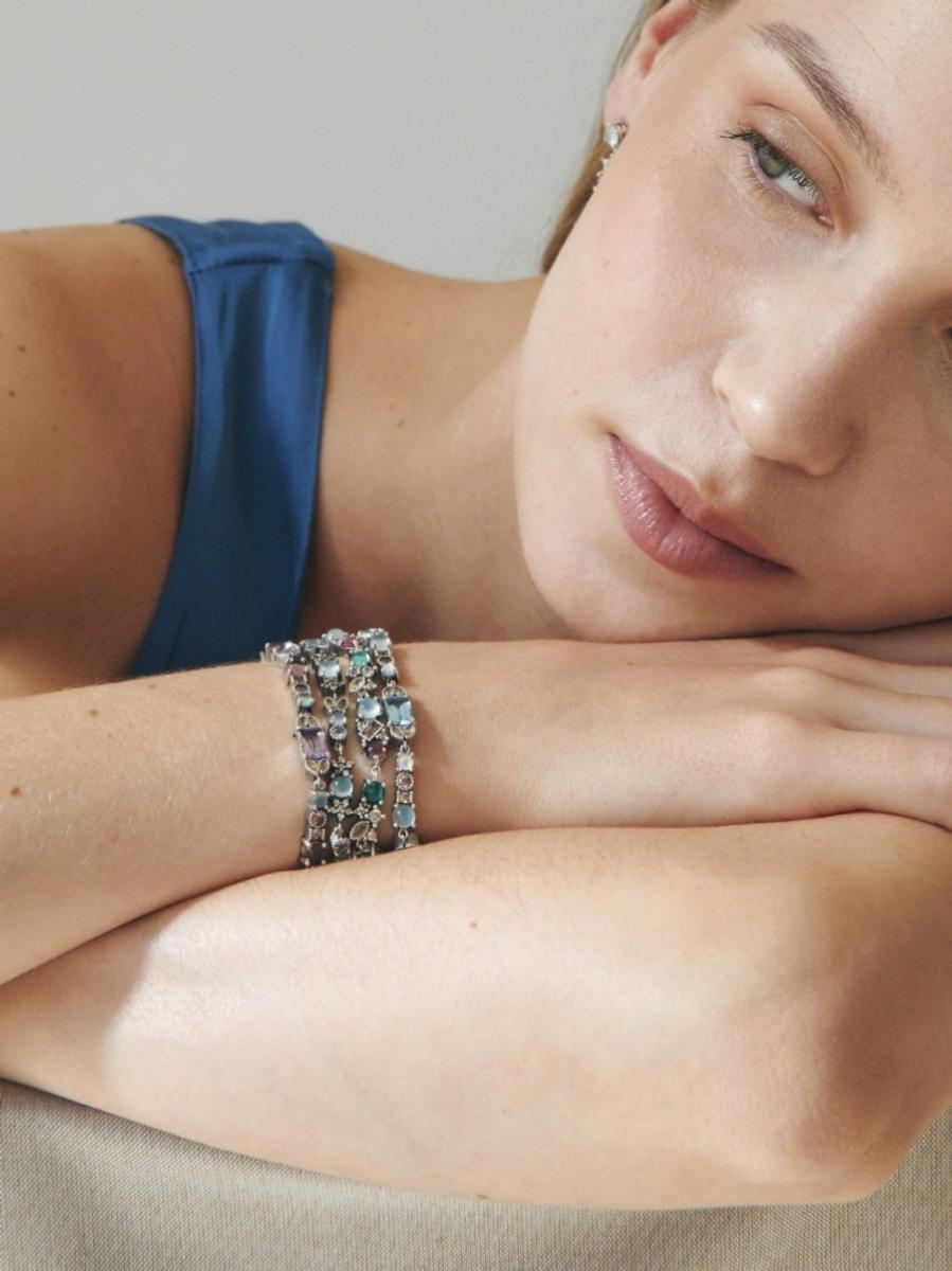 DELCERRO SOFIA 73 SILVER AND BLUE TOPAZ BRACELET