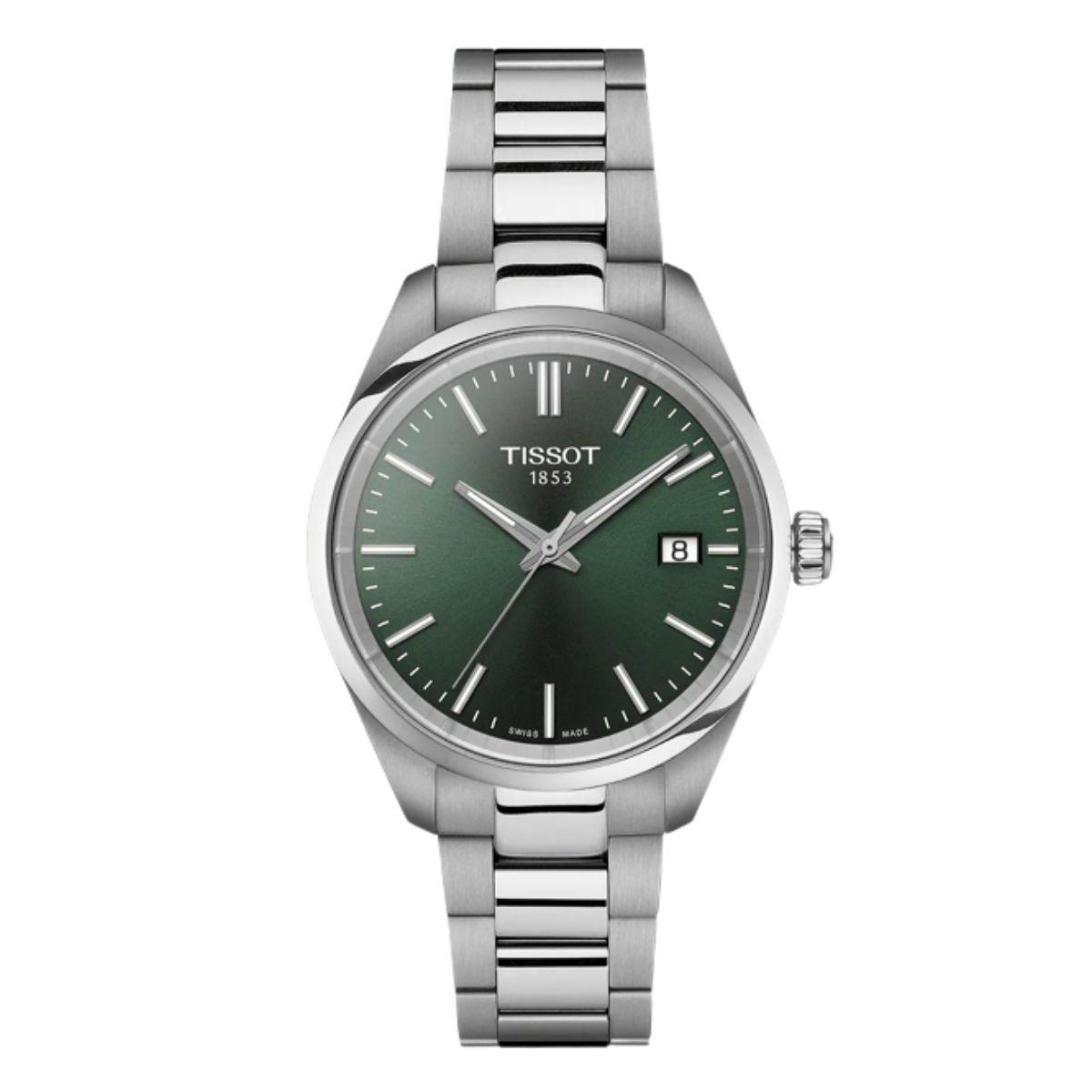 TISSOT PR 100 QUARTZ GREEN DIAL WATCH T1502101109100
