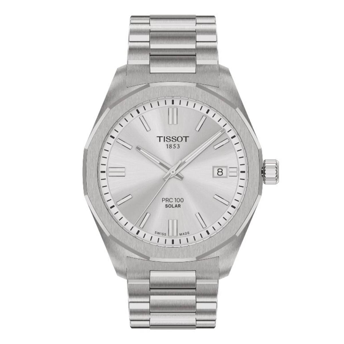 Tissot PRC 100 Solar Quartz 39mm Silver Dial. Swiss Made Watch