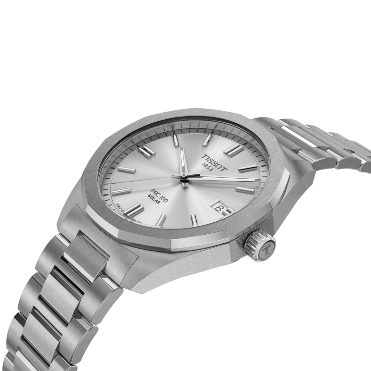 TISSOT PRC 100 SOLAR QUARTZ WATCH SILVER DIAL T1514221103100