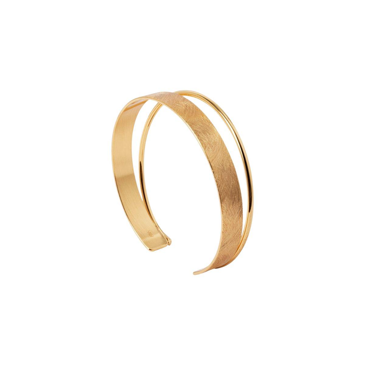 VIDAL Y VIDAL GOLD-PLATED RIGID BRACELET WITH A SHINY AND STRIPED FINISH X97641