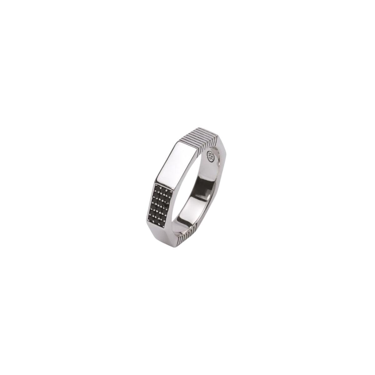 ANILLO MABINA DE PLATA Y CIRCONITAS NEGRAS 523265-19 TALLA 19
