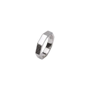 ANILLO MABINA DE PLATA Y CIRCONITAS NEGRAS 523265-19 TALLA 19