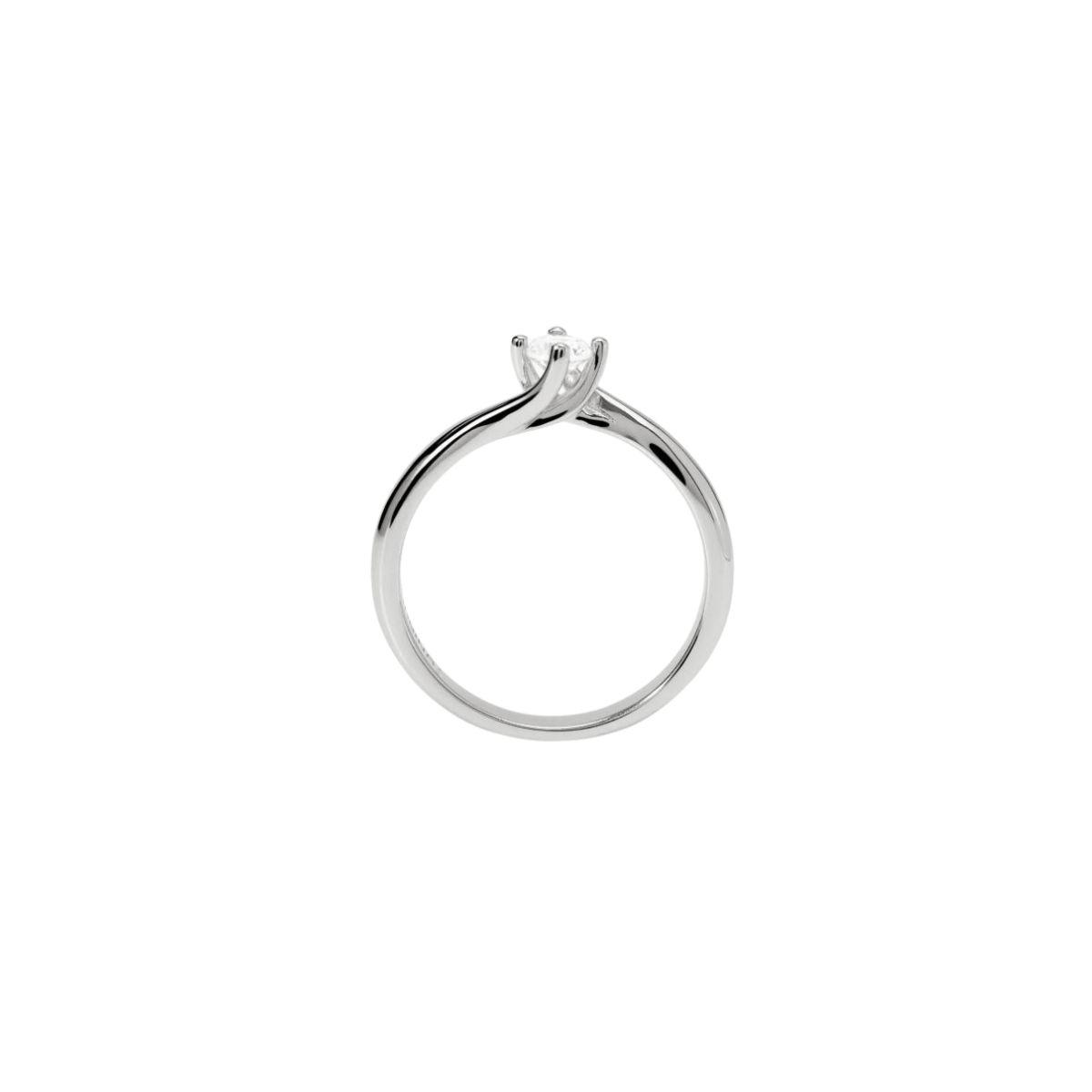 Anillo solitario de plata rodiada con diamante sintético de 0,20 ct. 2