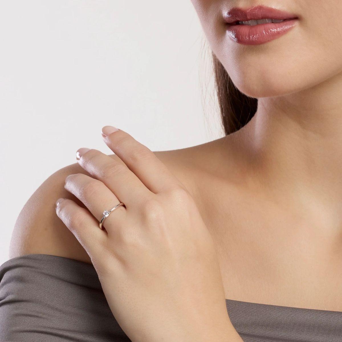 ANELL MABINA AJUSTABLE DE PLATA AMB DIAMANT CULTIVAT 0,14CT F VS 523502 TALLA 11 a 19