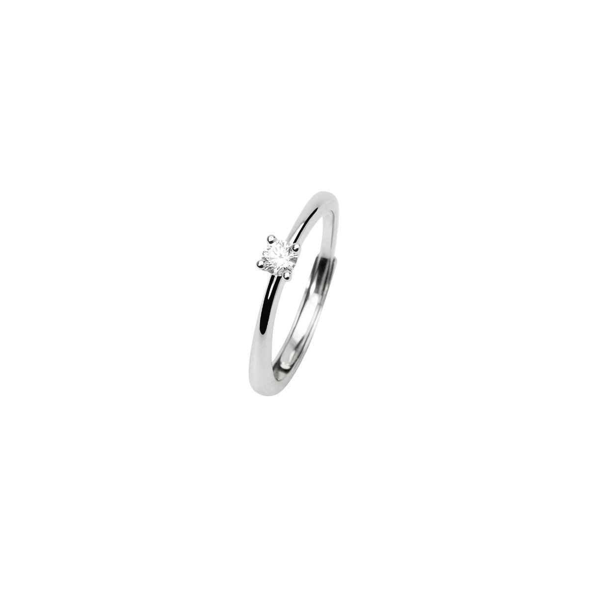 anell tipus solitari de plata i diamant cultivat ajustable amb talla des de 11 fins a 19 de la marca mabina gioielli
