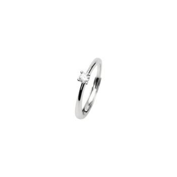 anell tipus solitari de plata i diamant cultivat ajustable amb talla des de 11 fins a 19 de la marca mabina gioielli