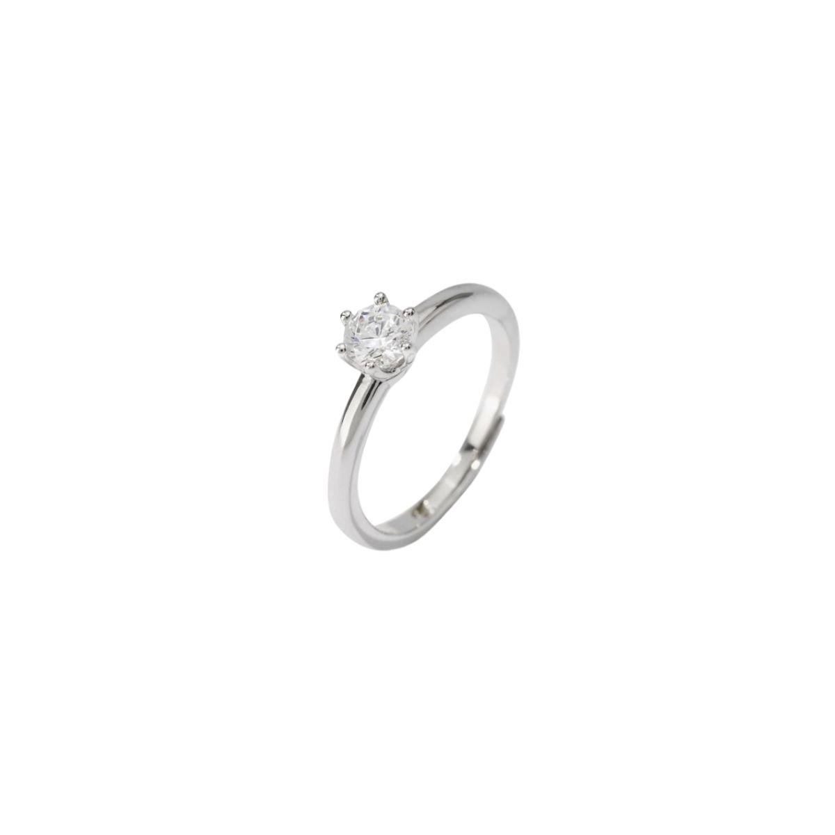 solitaire-style mabina ring in silver and a central white zircon