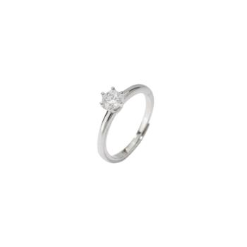 solitaire-style mabina ring in silver and a central white zircon