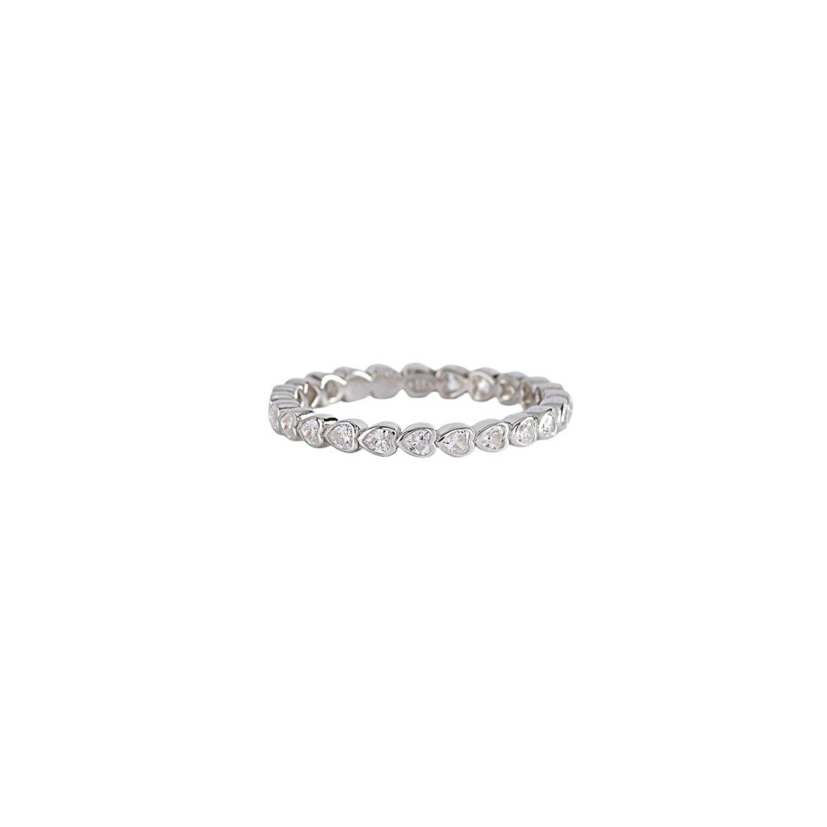 Mabina Silver and Heart-Shaped Cubic Zirconia Ring 523218-11 Size 11