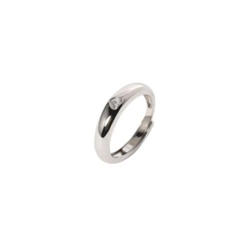 Mabina adjustable silver ring with a white heart-shaped cubic zirconia (model 523228); adjustable from size 11 to 19.