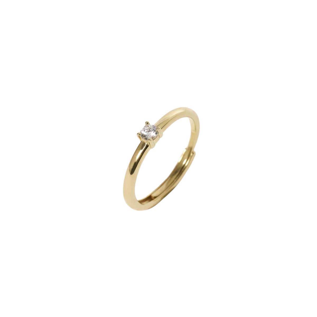Mabina Solitaire-Style Ring in Yellow Gold-Plated Silver with Central Cubic Zirconia 523234