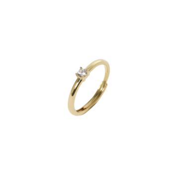 Mabina Solitaire-Style Ring in Yellow Gold-Plated Silver with Central Cubic Zirconia 523234