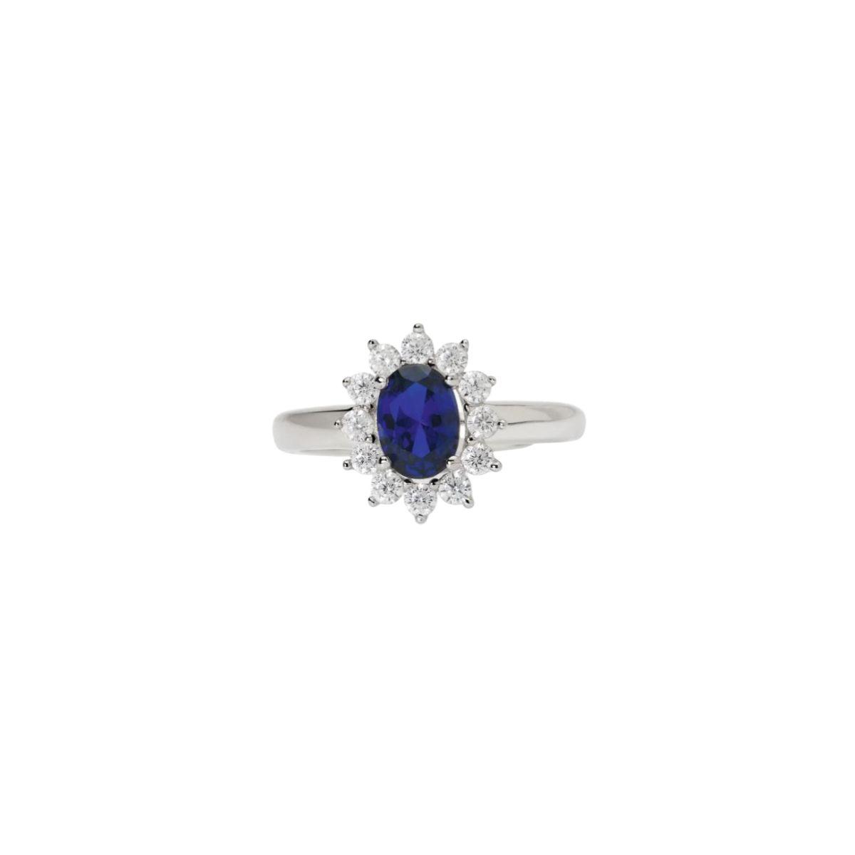 Mabina Silver, Synthetic Sapphire, and Cubic Zirconia Ring 523360 Size 11 to 19