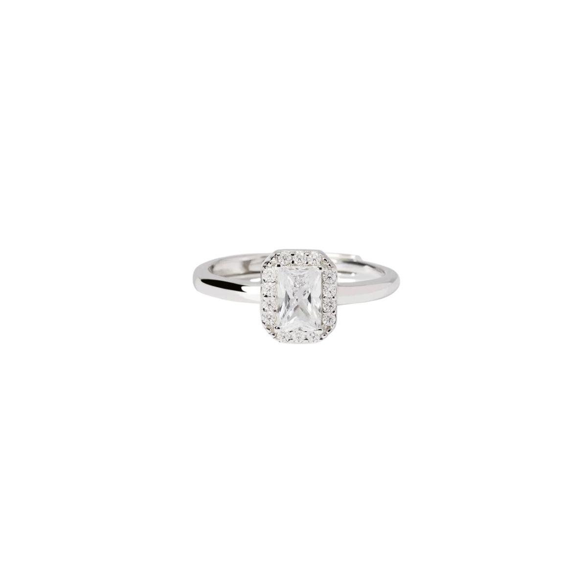 Mabina silver ring with a central octagonal zirconia and white zirconias 523443 sizes 11 to 19