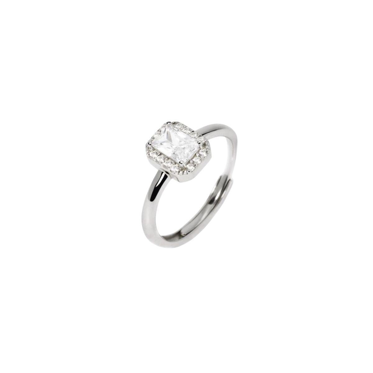 Mabina ring featuring a central octagonal zirconia surrounded by white cubic zirconia; adjustable ring (sizes 11 to 19).