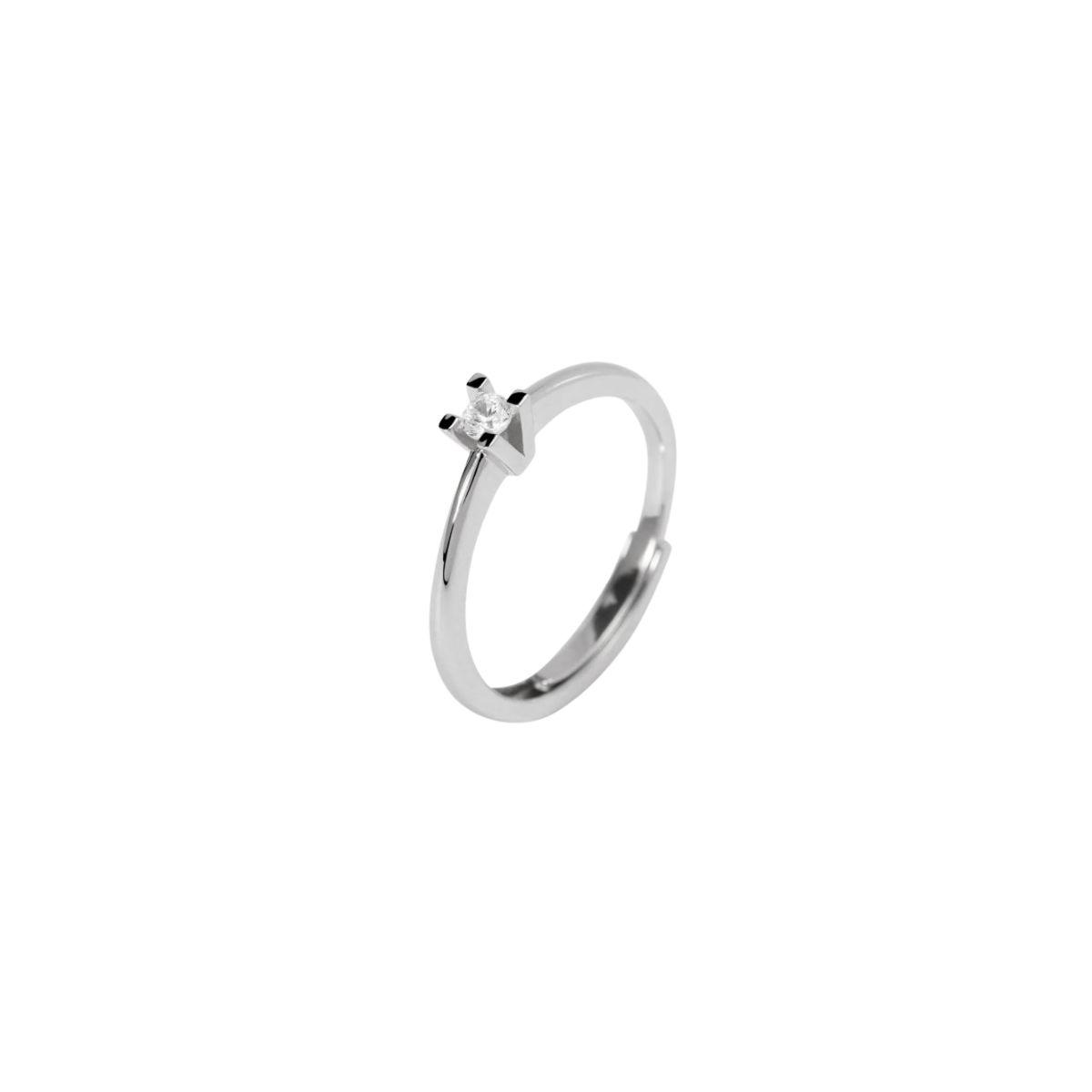 Anillo mabina tipo solitario ajustable de plata rodiada con diamante cultivado de 0,08 ct