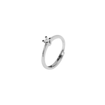 Anillo mabina tipo solitario ajustable de plata rodiada con diamante cultivado de 0,08 ct