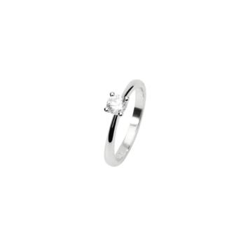 Anell Mabina tipus solitari de plata amb diamant cultivat de 0,33ct F VS TALLA 13