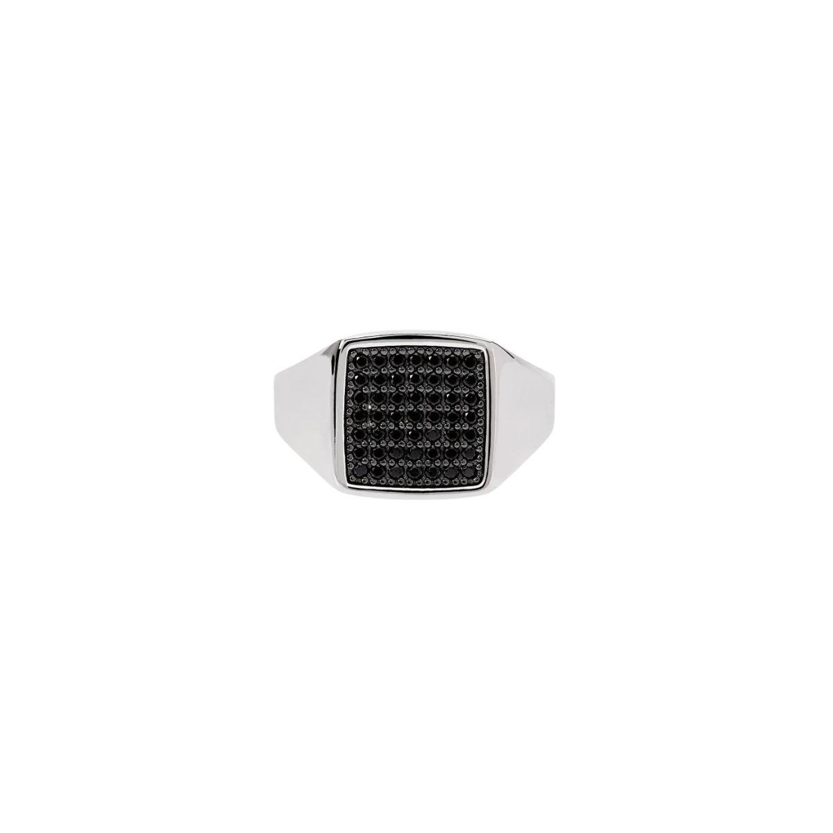 ANILLO MABINA AJUSTABLE DE PLATA Y CIRCONITAS NEGRAS 523506