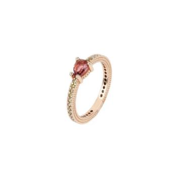 ANILLO SUNFIELD DE PLATA BAÑADO EN ORO ROSA, TURMALINA ROSA Y CIRCONITAS VERDES AN064465/2-13 TALLA 13