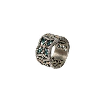 ANILLO SUNFIELD HABANA FLOWER DE PLATA Y CIRCONITAS