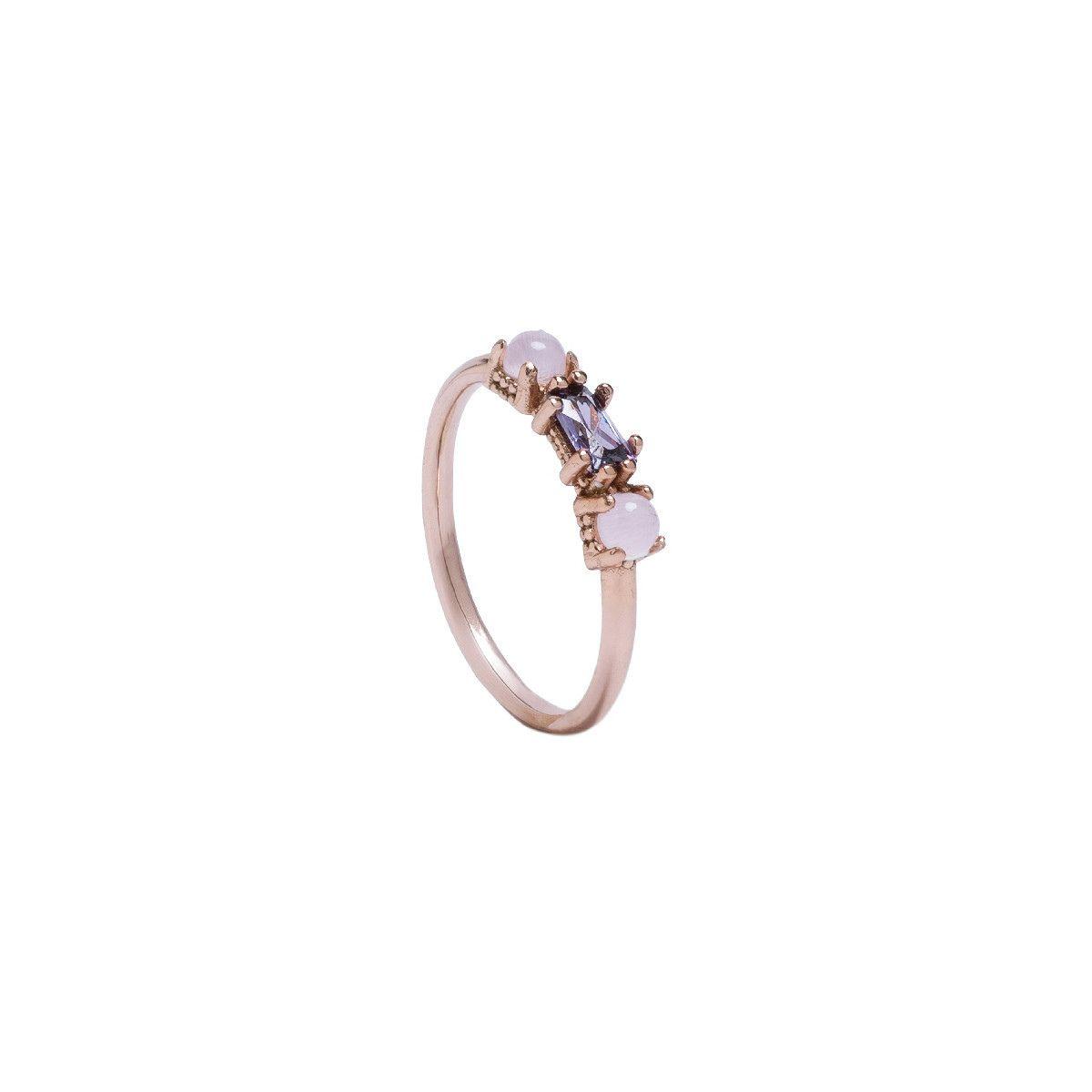 SUNFIELD RING IN ROSE GOLD PLATED SILVER, AMETHYST AND PINK CURAZO AN065461/2-13 SIZE 13