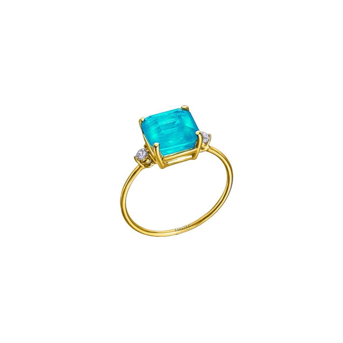 LECARRÉ RING IN YELLOW GOLD, WHITE TOPAZ AND BLUE TOPAZ GA143OA.13 SIZE 13
