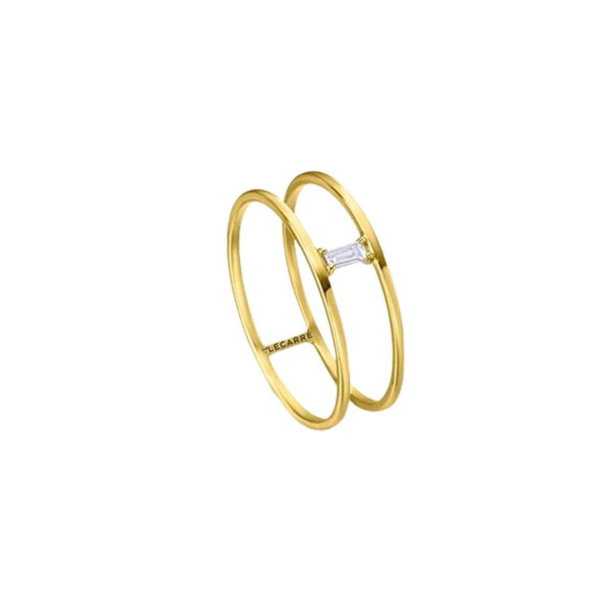 LECARRÉ YELLOW GOLD DOUBLE STRIP AND DIAMOND RING GA187OA.13 SIZE 13