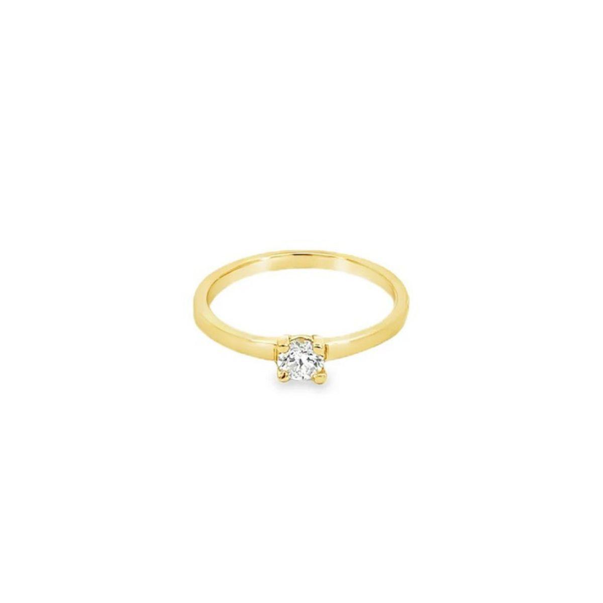 ANILLO LOMIKO DE ORO AMARILLO 9K Y DIAMANTE CULTIVADO 0,26CT KAN0013A TALLA 16