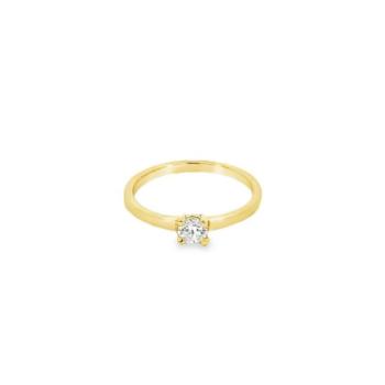 ANILLO LOMIKO DE ORO AMARILLO 9K Y DIAMANTE CULTIVADO 0,26CT KAN0013A TALLA 16