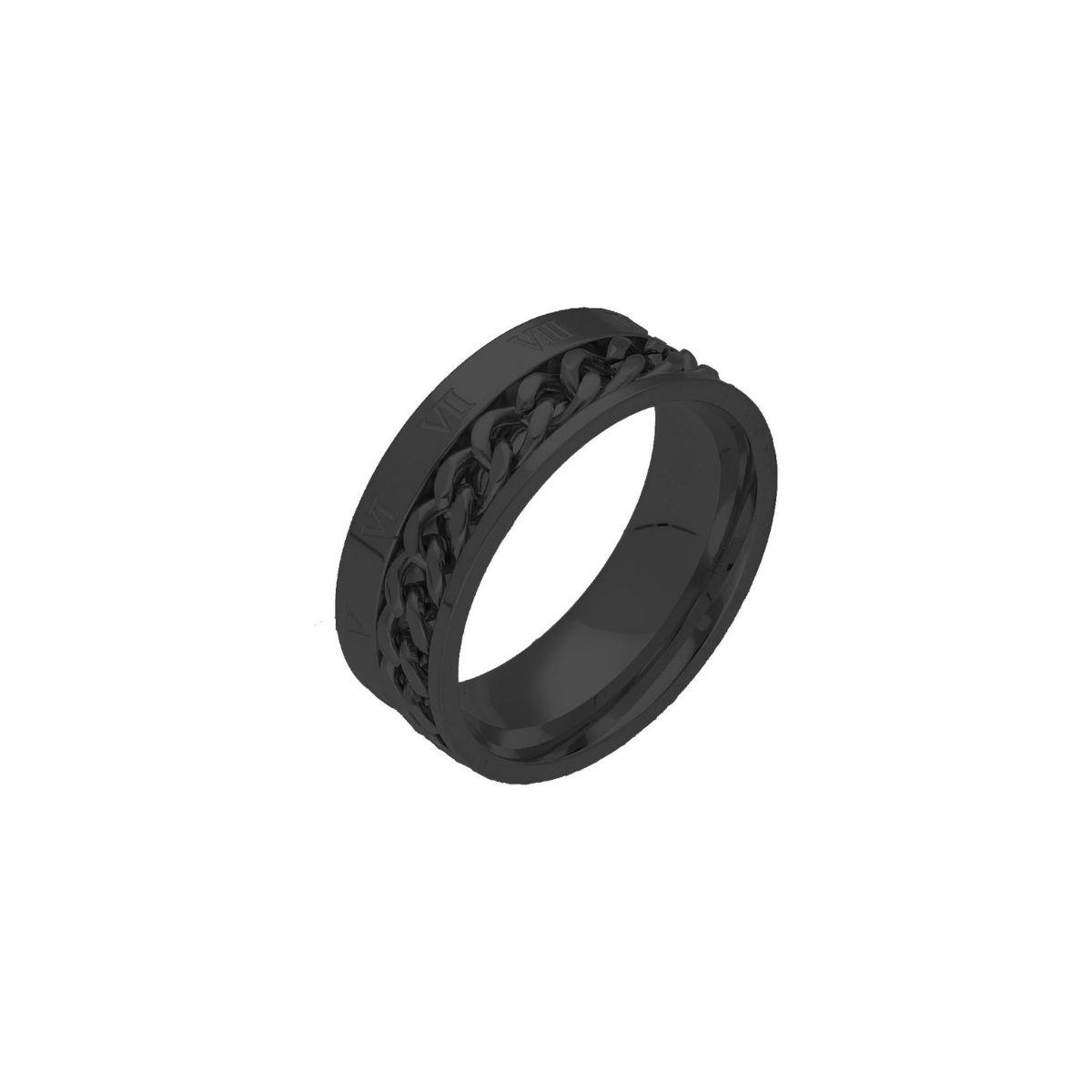 ANELL LISKA D'ACER INOXIDABLE NEGRE AMB DETALL DE NOMBRES ROMANS I CADENA 847AN258-N26