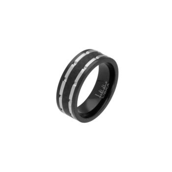 ANILLO LISKA DE ACERO NEGRO Y PLATEADO 847AN343 TALLA 20