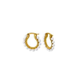 PENDIENTES MAJORICA AROS 18mm DE PLATA BAÑADA EN ORO 18K Y PERLAS 3mm 16462.01.1.E00.909.1