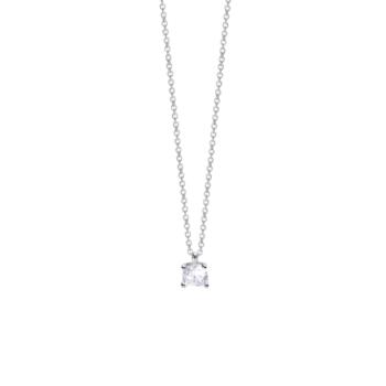 Gargantilla mabina ajustable de punto ligero con cadena rolo en plata rodiada con diamante sintético de 0,25 ct.