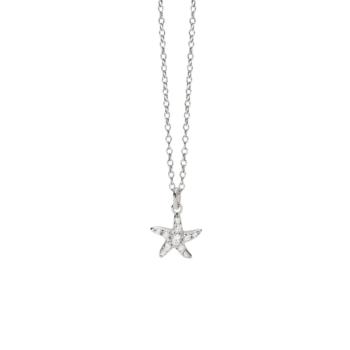 Gargantilla mabina de plata con cadena rolo y colgante de estrella de mar con circonitas blancas